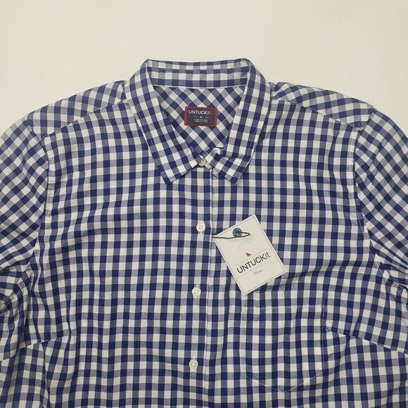 Untuckit Women's Belleza Checkered Shirt Cotton Blue & White Gingham — Pick Size - Picture 7 of 11